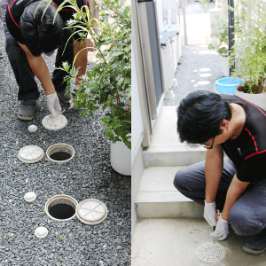 キッチン排水管洗浄準備
